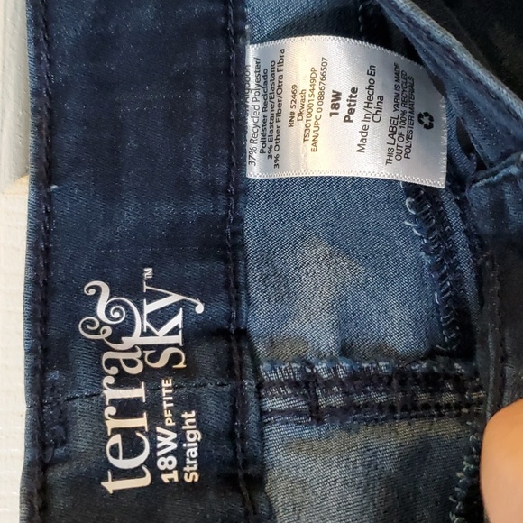 Terra & Sky Woman's Plus Straight Leg Jeans 18w Petite - Picture 3 of 4